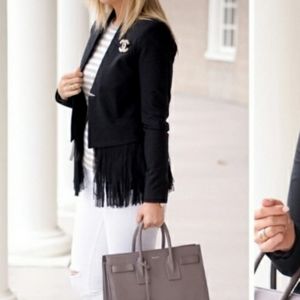 Banana republic fringe black open blazer